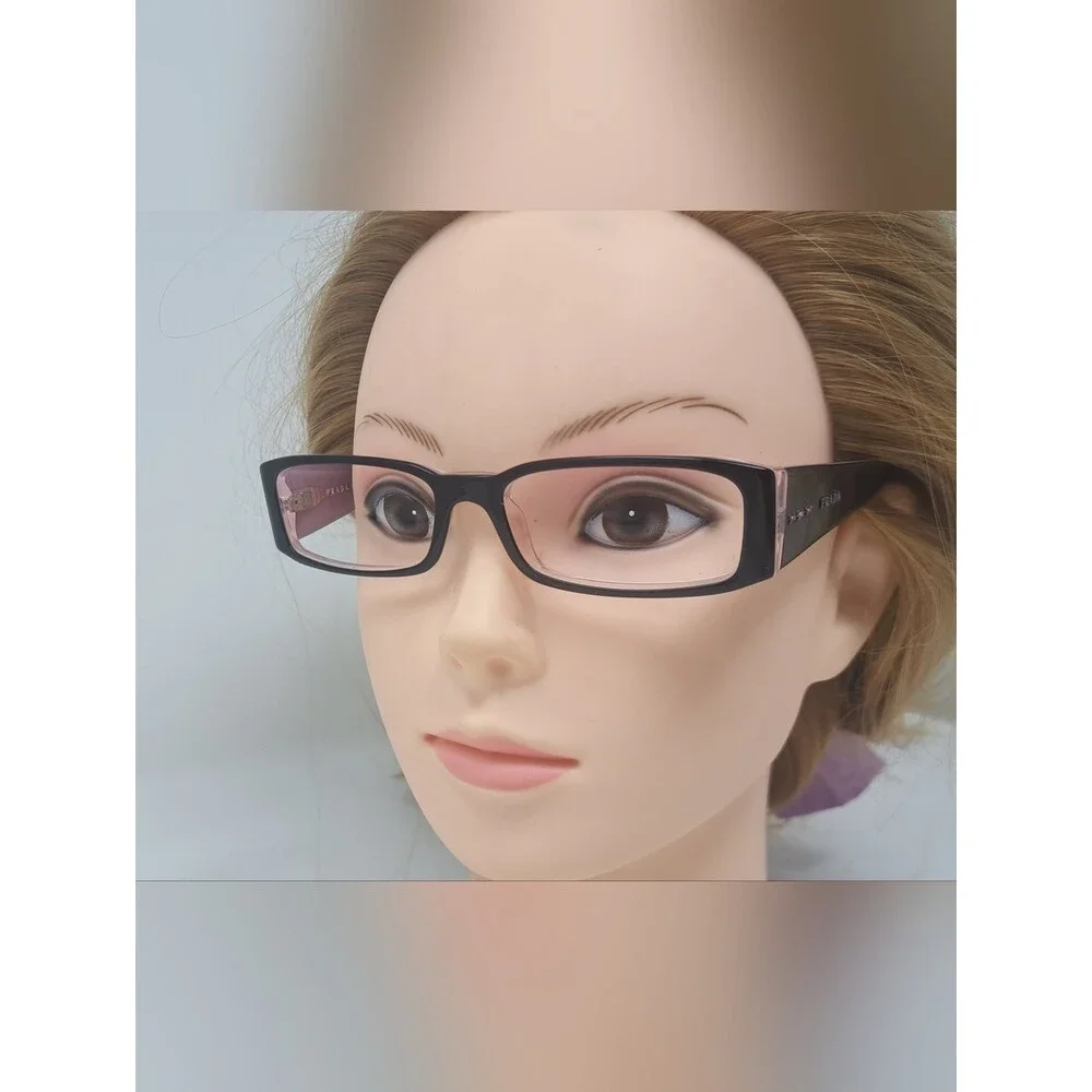 NEW Prada Women's Eye Glasses Frames Rectangle Black Purple VPR 10F 51-16-135